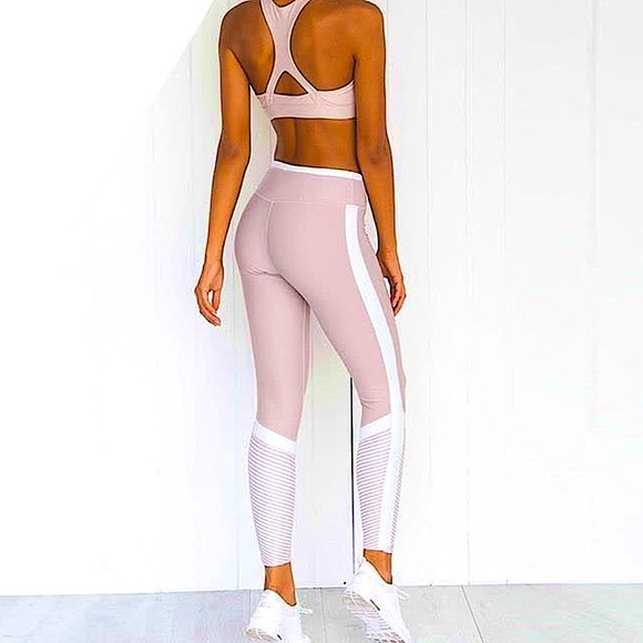 unknown Pants - Pink & White Stripe Leggings